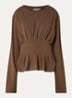 Inez longsleeve met plissé - Bruin
