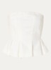 Riava off shoulder top in linnenblend met plooien - Wit