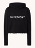 Hoodie met logoprint en gerafelde zoom - Zwart