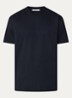 T-shirt in zijdeblend met logo - Donkerblauw