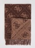 Sjaal met logoprint en franjes 190 x 70 cm - Hazelnootbruin
