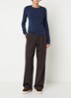 High waist wide fit loungebroek met steekzakken - Donkerbruin