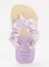 Fluffy slippers van fluweel met print - Gebroken wit
