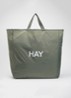 Grid XL shopper met ruitdessin en logo - Groen