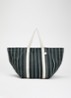 Outdoor Market Picnic shopper van canvas met streepprint - Zwart