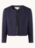 Elize cropped blazer met structuur - Donkerblauw