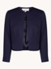 Elize openvallende cropped blazer met structuur - Donkerblauw