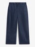 Lillie high waist cropped loose fit pantalon van linnen - Donkerblauw