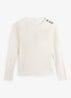 Tamsin ribgebreide longsleeve met sierknopen - Ivoor