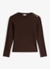 Tamsin ribgebreide longsleeve met sierknopen - Bruin