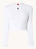 Dafilomena cropped longsleeve met logoborduring - Wit