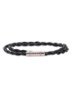 Dubbelgewikkelde armband van gevlochten leer - Zwart