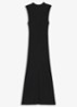 Ribgebreide maxi jurk met opstaande kraag - Black-001 / Zwart