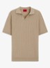 Ribgebreide polo in katoenblend - Beige