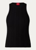 Sarepla  ribgebreide top met logoborduring  - Black-001 / Zwart