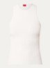 Sarepla  ribgebreide top met logoborduring  - Natural-102 / Wit