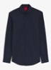Slim-fit overhemd van katoen met gespreide kraag - Donkerblauw