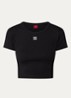 Slim-fit T-shirt van een katoenmix met logostiksel - Zwart