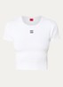 Slim-fit T-shirt van een katoenmix met logostiksel - Wit