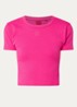 Slim-fit T-shirt van een katoenmix met logostiksel - Fuchsia