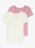 T-shirt met stretch in 2-pack - Ivoor