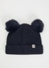 Ribgebreide muts van wol - Donkerblauw