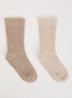 Ribgebreide sokken in wolblend in 2-pack - Camel