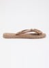 Slipper met glitter en applicatie - Lichtbruin