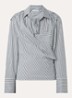 Lace asymmetrische blouse met streepprint - Grijs