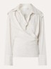 Lace asymmetrische blouse met streepprint - Vanillegeel