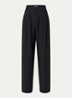 Oakland high waist tapered fit pantalon met plooidetail - Zwart