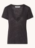 Rodeo T-shirt van linnen met V-hals - Antraciet