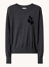 Marisans fijngebreide pullover in wolblend met ingebreid logo - Antraciet
