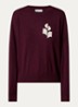 Marisans fijngebreide pullover in wolblend met ingebreid logo - Aubergine