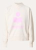 Moby sweater met flock logoprint en opstaande kraag - Creme