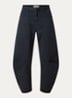 Shon high waist balloon fit broek met steekzakken - Donkerblauw