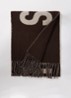 L'Echarpe sjaal van wol met logoprint 180 x 35 cm - Donkerbruin