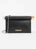 La Petite Rond Carré clutch van lamsleer - Zwart