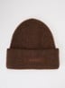 Le Bonnet ribgebreide muts in alpaca wolblend met logo - Bruin