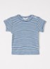 T-shirt in zijdeblend met streepprint - Staalblauw