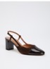Dhapop slingback van kalfsleer - Donkerbruin