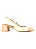Doumy slingback met lakleren details - Donkerbeige