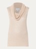 Grofgebreide top met strass en watervalhals - Beige