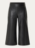 High waist wide fit palazzo broek van imitatieleer - Zwart