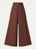 High waist wide fit pantalon met steekzakken - Bruin