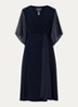 Midi jurk met V-hals en plooidetail - Donkerblauw