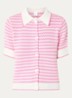Basha grofgebreid vest met streepprint - Roze