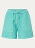 Benno high waist wide fit korte broek van linnen - Groen