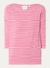 Brit T-shirt met boothals en streepprint - Koraalrood