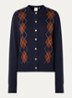 Chad fijngebreid vest met ruitdessin - Donkerblauw